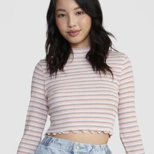 RVCA Saved Striped Fitted Cropped Tee